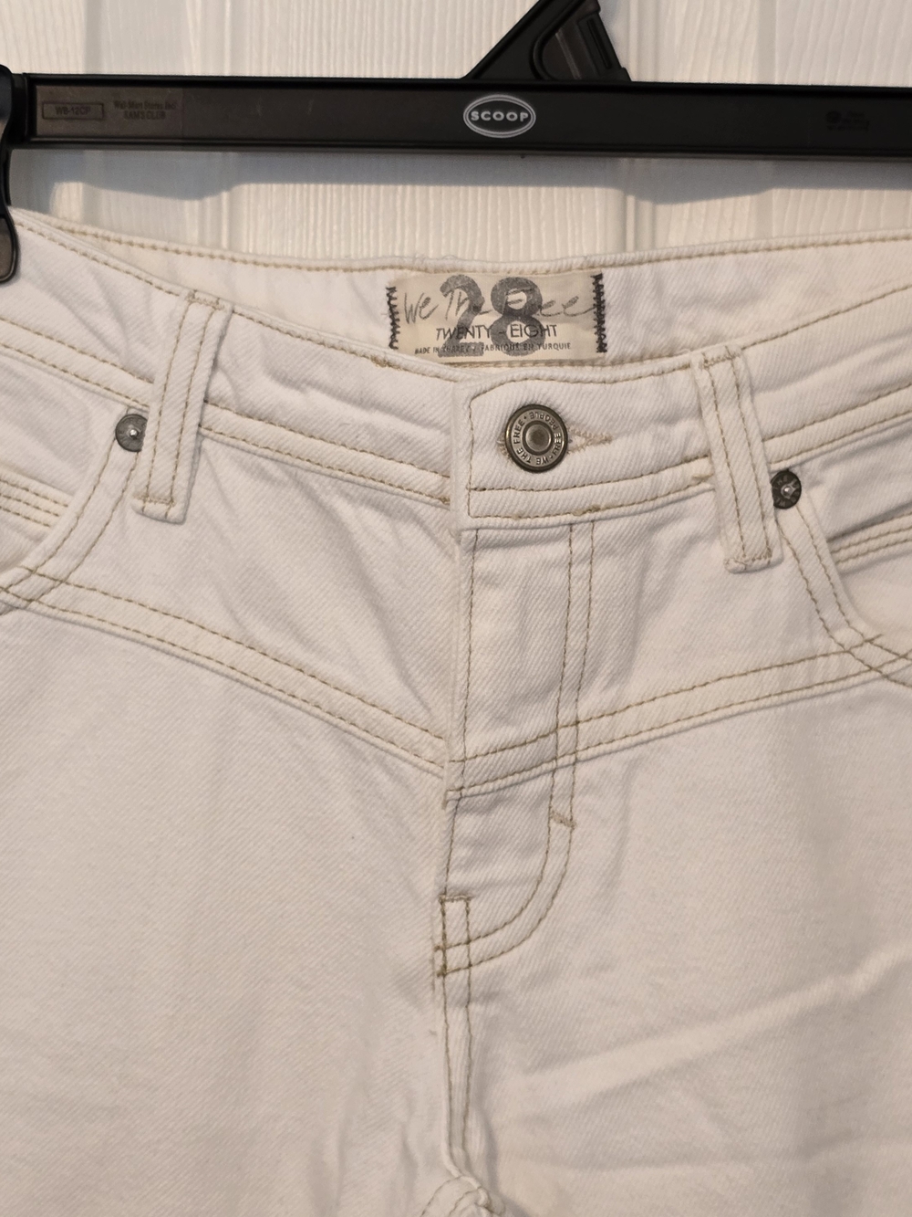 NWOT We The Free White Jeans with Tan Stitching